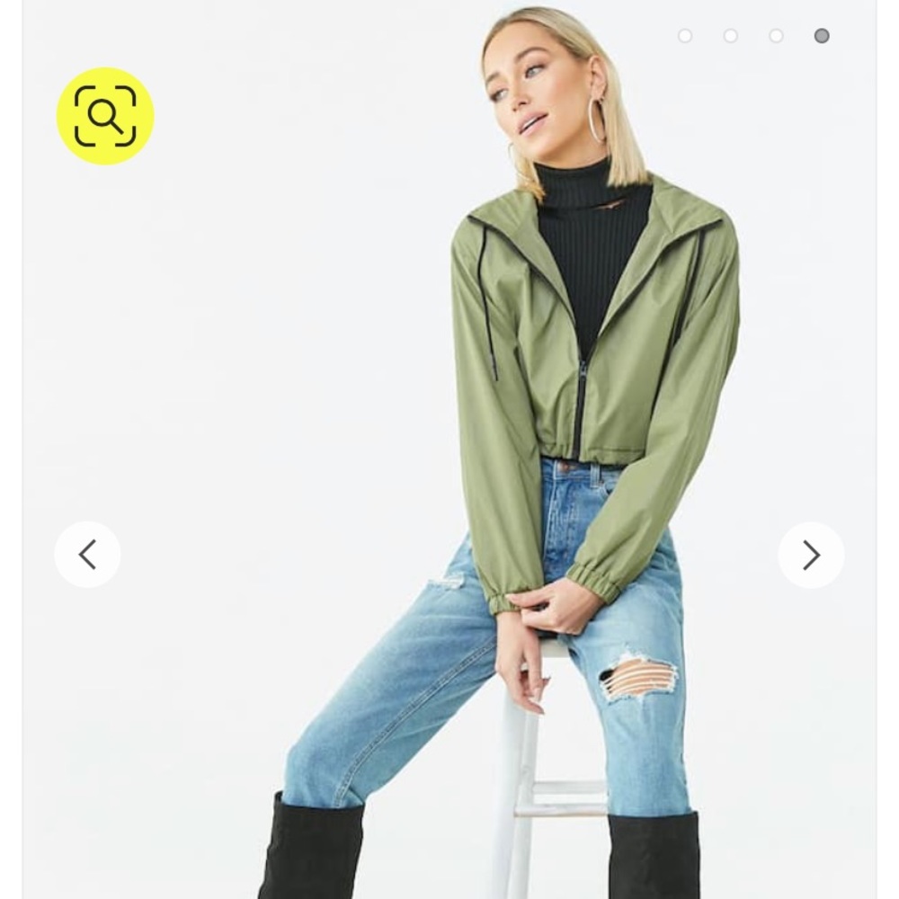 Olive green cropped windbreaker